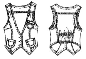 Выкройка жилета с глубоким V-образным вырезом и тремя накладными карманами