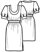 Выкройка платья с широким коротким рукавом с манжетой