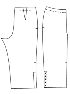 Выкройка брюк-капри с декоративной застёжкой 